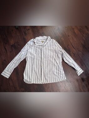 Striped Button-Up Shirt in White and Black
